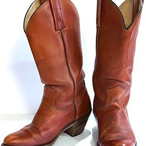 FRYE Men's 2356 Cognac Brown Leather Cowboy Boots Size 8 D Western Women's 9.5